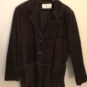 Brown leather coat